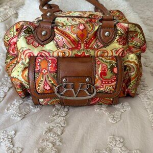 Boho Paisley Satchel Bag | Faux Leather Trim by VR Roberts